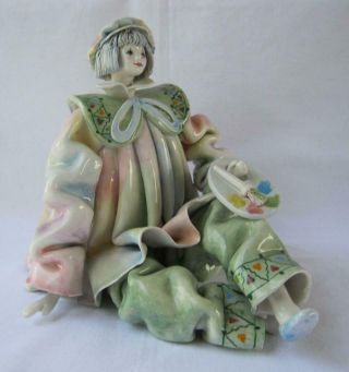Exquisite Rare Vintage Porcelain Clown Made In Italy For Gumps San Francisco