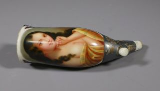 Antique 19th Century German Hand Painted Porcelain Pipe Bowl Erotic Woman