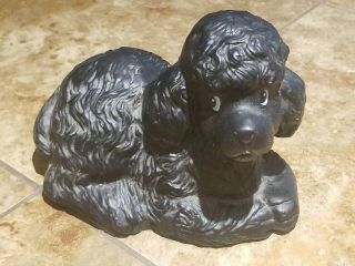 Vintage Aldon Black Poodle Puppy Dog Wind Up Music Box Figurine Porcelain 5 "