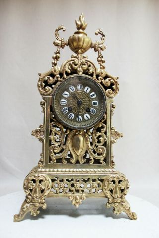 Hughe Heavy Bronze Neo Gothic French Clock 1870
