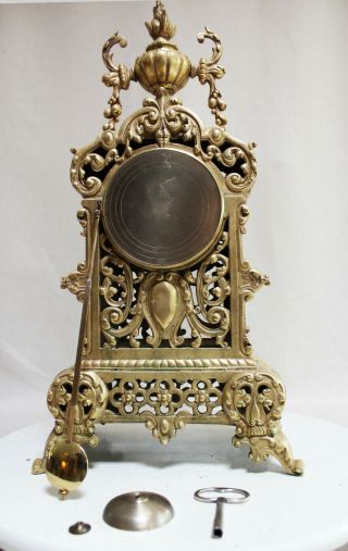 HUGHE Heavy Bronze Neo Gothic French Clock 1870 4