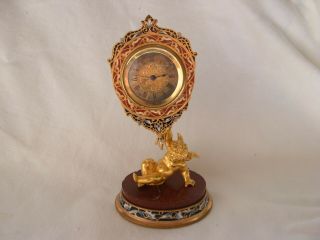 Antiques French Enameled Gilt Bronze Marble Clock,  Cherub,  Doesn T Work,  19th.