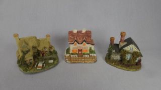 Vintage Set Of Three Resin Cast Pottery Miniature Collectable Houses Post Office