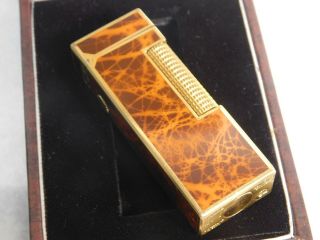 Dunhill Rollagas Gas Lighter Brown Marble Lacquer Full Overhauled