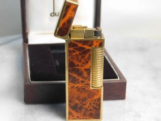 Dunhill Rollagas gas Lighter Brown Marble Lacquer Full Overhauled 2