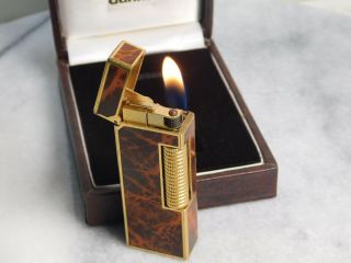 Dunhill Rollagas gas Lighter Brown Marble Lacquer Full Overhauled 6