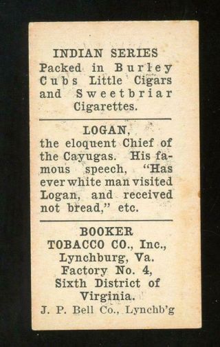 1906 T74 Booker Tobacco Indian Series - Logan - EX,  to EX - MT 2