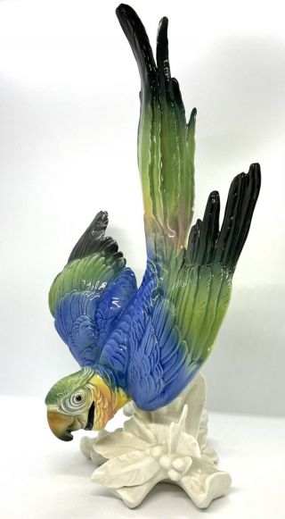Vintage Karl Ens Germany Porcelain Cockatoo Parrot Figurine Sculpture 14” Tall