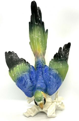 Vintage Karl Ens Germany Porcelain Cockatoo Parrot Figurine Sculpture 14” Tall 2