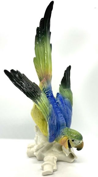 Vintage Karl Ens Germany Porcelain Cockatoo Parrot Figurine Sculpture 14” Tall 3