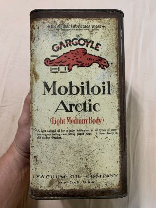 Vintage Mobiloil Arctic Gargoyle One Gallon Motor Oil Can