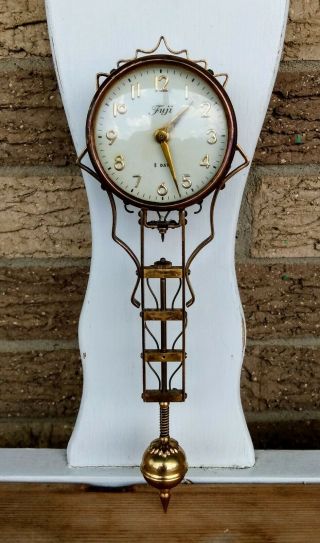 German Style Junghans Fuji Mystery Swinging Swinger 8 Day Brass Clock Art Deco