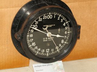 Chelsea U.  S.  Navy Ships Clock 6 " Dial 24 Hour Ww2 1942 Restored