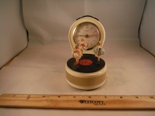Vintage Scheffield/reuge Spinning Ballerinas Record Player Clock & Music Box