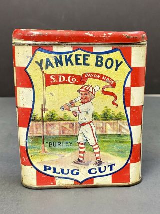Rare Antique S.  D.  Co.  Union Made Yankee Boy Burley Plug Cut Tobacco Tin