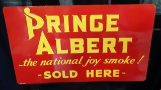 Prince Albert National Joy Tobacco Sign Here Advert Sign No 669 Red Metal