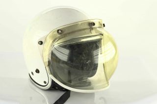 Arthur Fulmer Motorcycle Helmet White Af20 Size M W/ Easy - Flip Bubble Shield