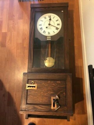 Gledhill - Brook Antique English Time Recorder/punch Wall Clock