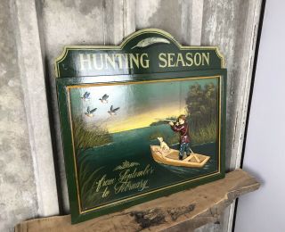 Vintage French Wooden Advertising Sign Plaque Hunting Season Farming Collectible 2