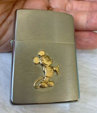 Zippo Mickey Mouse Lighter Golden Mickey Raised Walt Disney Productions Early