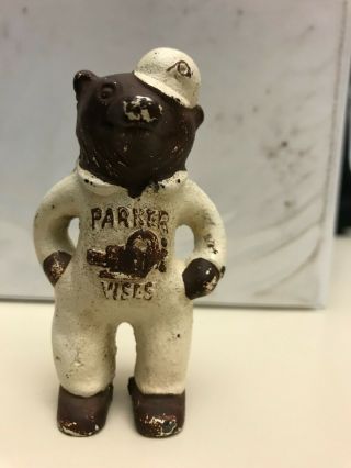 Antique Cast Iron Advertising Figural Parker Vises Bear