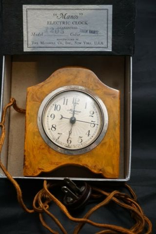 Rare Manco Manoville Co.  NY Bakelite Art Deco Electric Clock Box 5