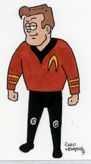 Fred Hembeck Sketch Card: Captain James T.  Kirk,  Star Trek Classic 1/1