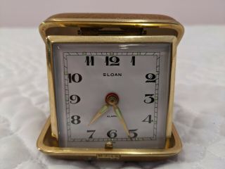 Vintage Sloan Travel Alarm Clock Fold Up Style Case