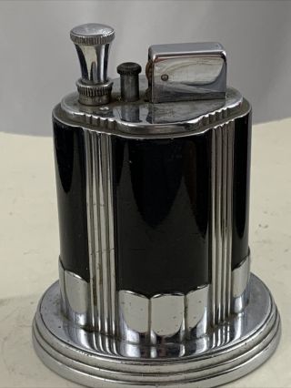 Vintage Art Deco Ronson Touch Tip Table Lighter - Deluxe - Black Enamel