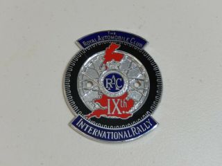 Vintage Rac Royal Automobile Club Ix International Rally Car Badge Auto Plaque