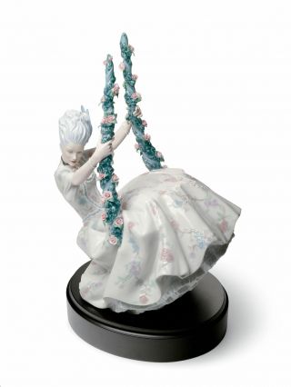 Lladro Retired Rococo Lady On Swing Figurine 01008424 8424