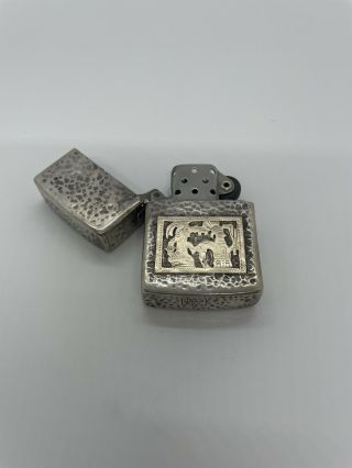Vintage Silver 900 Cigarette Lighter Jsag Gold Inlay With Zippo Insert