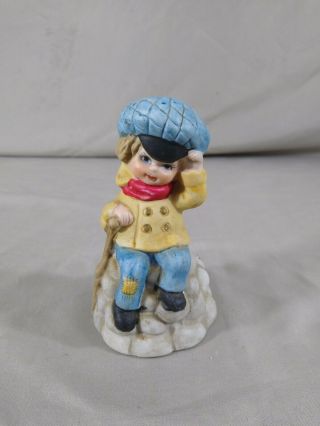 Vintage 1978 Jasco Merri Bells Tiny Tim Boy Christmas Porcelain Bell Figurine