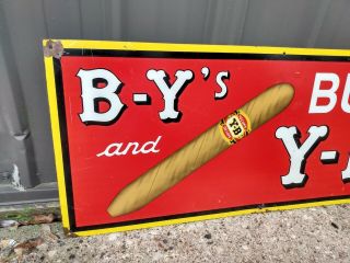 VINTAGE YOCUM BROS CIGAR STORE SIGN “B - Y ' s and Buy Y - B ' s” Tin Litho 12 