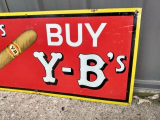 VINTAGE YOCUM BROS CIGAR STORE SIGN “B - Y ' s and Buy Y - B ' s” Tin Litho 12 