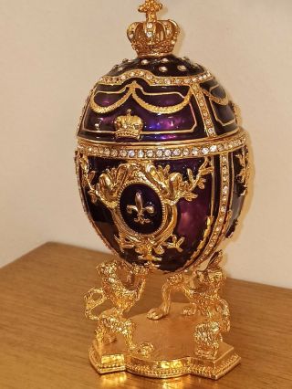 Faberge Egg 24k Gold Purple Russia Fabrege 4ct Swarovski Diamond Hmd FABERGE 2