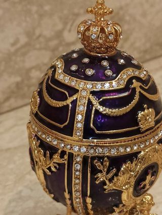 Faberge Egg 24k Gold Purple Russia Fabrege 4ct Swarovski Diamond Hmd FABERGE 3