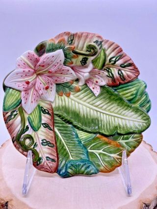 Fitz & Floyd Home Fragrance Pink Lily/green Dish Bowl Decor Item 6”