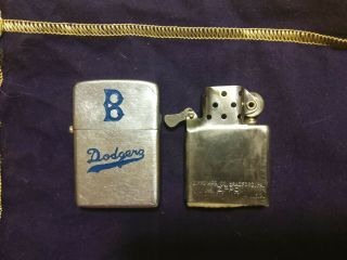 1940s Brooklyn Dodgers Zippo Lighter W/ 3 Barrel Hinge Jackie Robinson Signature
