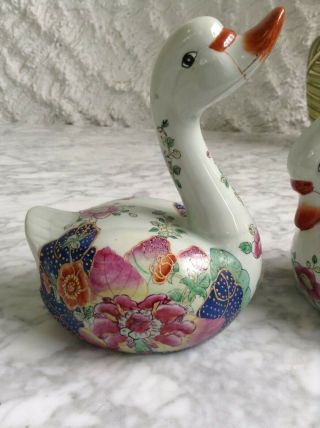 VINTAGE RARE CHINESE TOBACCO LEAF CHINOISERIE SWAN FIGURINES 2