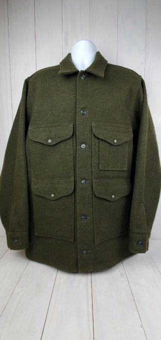 Vintage Filson Mackinaw Cruiser Wool Jacket 46 Xl Green Made Usa