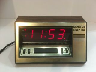 Vintage Easy Set Spartus Model 1068 Digital Clock Red His/her Alarms