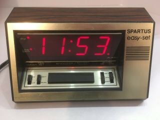 Vintage Easy Set Spartus Model 1068 Digital Clock Red His/Her Alarms 2