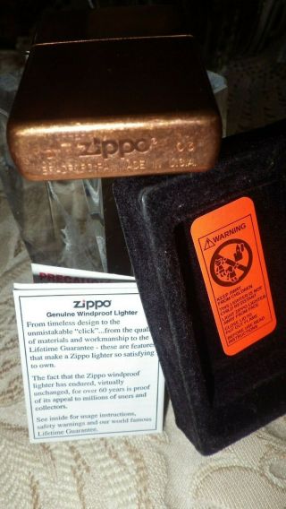 Zippo 2003 D Stamped Copper Bradford Pa Lighter Top,
