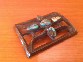 Vintage Navajo cast sterling silver turquoise ketoh bow guard 4