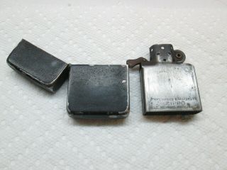 Vintage 1940s Zippo Lighter Ww2 Black Crackle 3 Barrel Hinge Htf