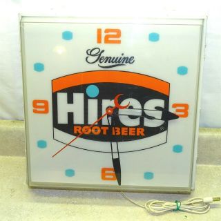 Vintage Hires Root Beer Lighted Wall Clock,  Soda Pop Ad,  Plastic,