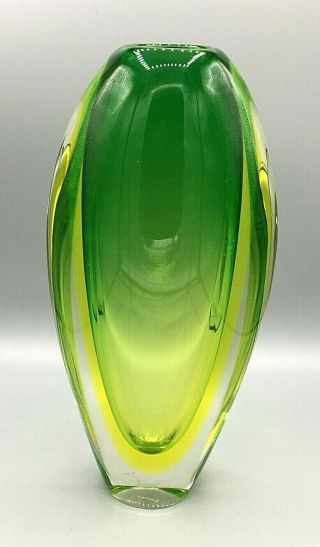 Vintage Arte Nuova Murano Sommerso Uranium Glass Vase 11 1/2 "