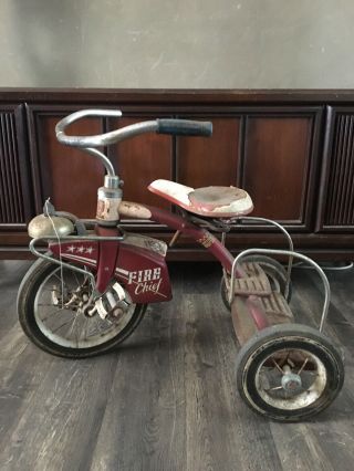 Vintage Rare 1960’s Murray Fire Chief Childs 2 Step Tricycle With Bell