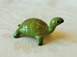 Vintage California Pottery Small Ceramic Turtle Figurine C.  1930 - 50s